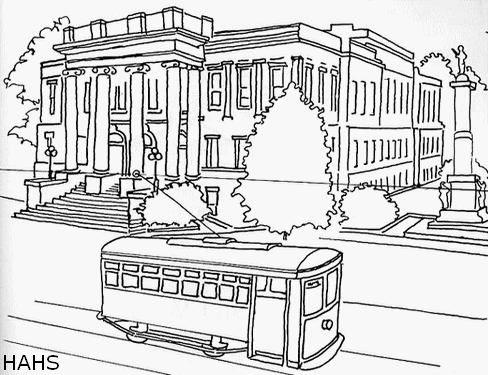 Trolley car page from HAHS coloring book
