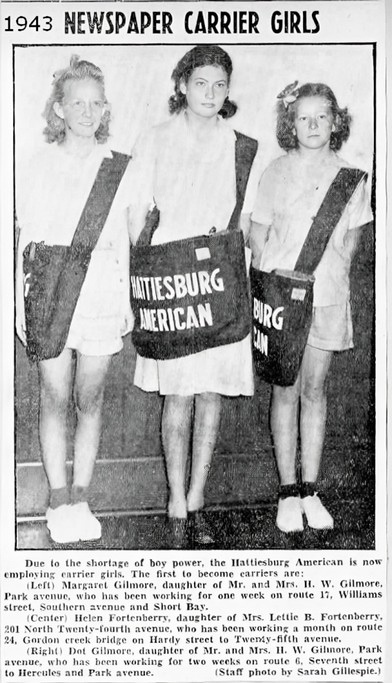 1943- Girls step in when there was a shortage of newspaper boys
